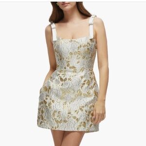Metallic Floral Jacquard Cocktail Minidress